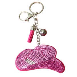 Popfizzy Bling Pink Cowboy Hat Keychain for Women and Girls, Purse Charms for Handbags, Cowgirl Accessories, Cowgirl Gifts