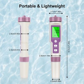 PH Meter, 5-in-1 PH/TDS/EC/Salinity/Temperature Water Quality Tester, LCD Green Backlight Display Water Quality Tester for Aquarium/Hydroponics/Drinking Water/Pool/Pond