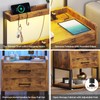 VIAGDO Nightstand with Charging Station and LED Lights, Rustic Brown