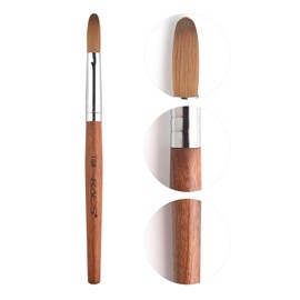 KADS Pure Kolinsky Hair Bristles Acrylic Nail Brush Oval Crimped Shaped RedWood Handle Professional Salon Quality (18#)