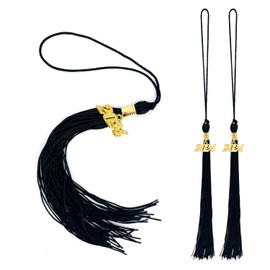 2024 Graduation Tassel, 3Pcs Soft Tassels for Graduation Cap with Charm Graduation Hat Decorations Party Ceremonies Gifts (Black)