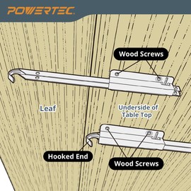 POWERTEC Drop Leaf Table Supports – Set of 2, Silver Metal Table Bracket Support, Strong & Stable Drop Leaf Support, Holds 50lbs Each - Premium Steel, Burr Free Profile & Zinc Coated Finish - 71426