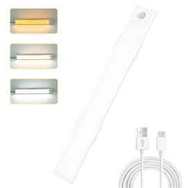 Lemical 58 LED Under Cabinet Lights, 3 Color Temperature Ultra-Thin Dimmable Motion Sensor Cupboard Light USB-C Rechargeable Night Light,Strip for Stairs, Hallway, Closet, Kitchen