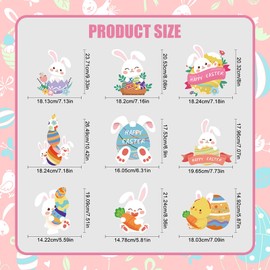 Chris.W 93Pcs Easter Decorations Retro Window Clings, Easter Window Cling Stickers for Home Decoration, Bunny Radish Flowers Eggs Window Stickers Party Decoration Supplies