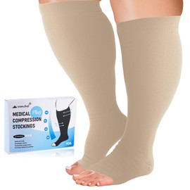 wanchel Plus Compression Socks Wide Calf for Women and Men, 2 Pairs 20-30mmhg Knee High Large Support Stockings