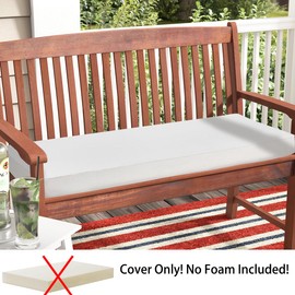 Magpie Fabrics Patio Bench Loveseat Cushion Covers (Replacement Cover only, No Insert!), Waterproof Fade Resistant Swing Cushion Slipcover with Ties(48x18x3 Inch, Creamy White)