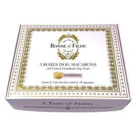 Bonne et Filou Dog Birthday Treats Gift Strawberry Flav Dog Macaron Cakes Gourmet Dog Treats Healthy and Delicious Snacks for Small to Large Dogs All Natural Macaron Dog Cakes 18 Count