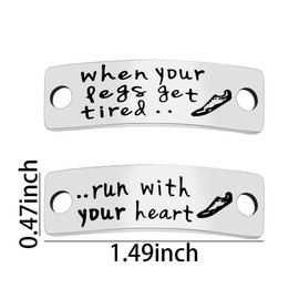 When Your Legs Get Tired Run with Your Heart Running Shoe Tags Motivational Marathon Runner Gifts for Women Men Inspirational Encouragement Gifts for Son Daughter Runner Shoe Charms Lace Tag