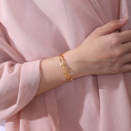 Qitian Eid Gifts Oriental Bracelet - Destined Gold Bracelets Adjustable Ramadan Cuff Bracelets for Women Men Islamic Jewelry Gift（Gold-New 1）