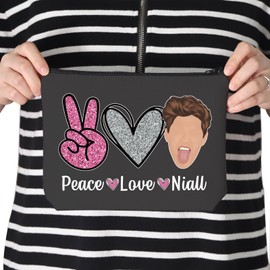 Boy Group Member Gift Peace Love Niall Gift for Women Zipper Pouch Makeup Bag (BLK-Love Niall)