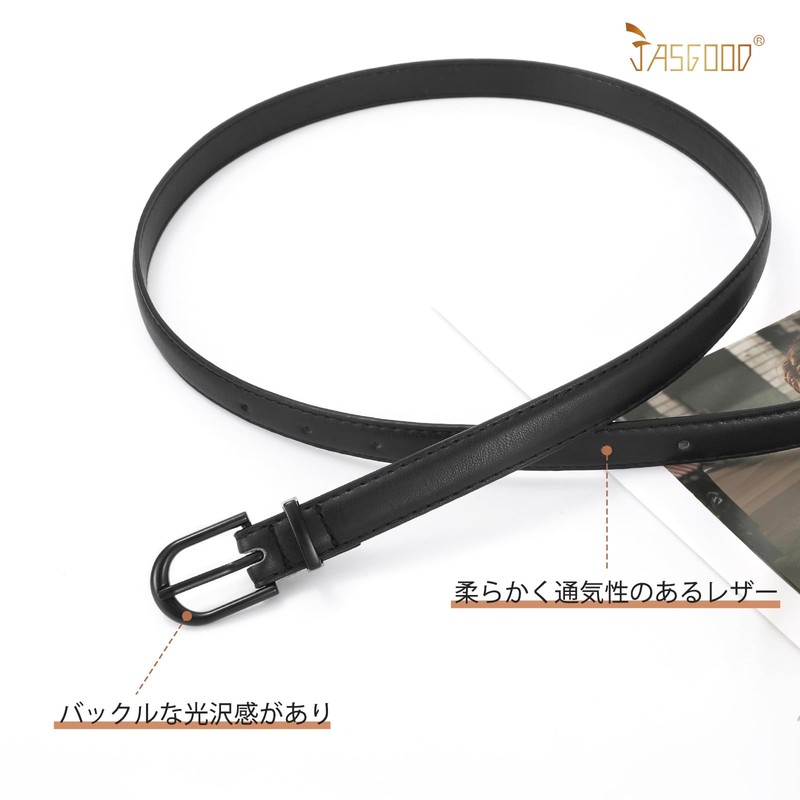 JASGOOD Women's Belt, Thin Leather Belt, Stylish, Suit, Casual, Business,