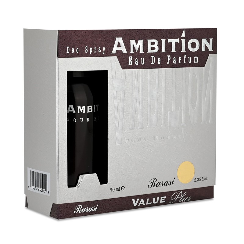 Rasasi Ambition 2-Piece Set for Men, (2.3 Oz Eau De