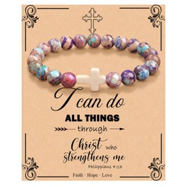 JoycuFF Religious Gifts for Her Inspirational Gifts for Women Cross Bracelets Bracelets for Christian Baptism Day Gifts for Her Easter Christmas Gifts