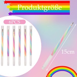 Nurila Pack of 6 Rainbow Glitter Pens, 1.2 mm Pastel Glitter Gel Pens, Glitter Pens Children, Gel Pens for Scrapbooking, Drawing, Doodling, Diary Writing, Greeting Cards Design Yourself