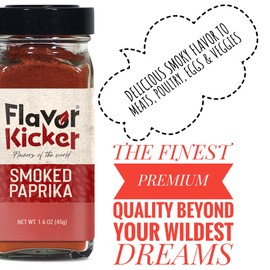FlavorKicker Sweet and Smoked Paprika Delight. Non-GMO, no preservative, no fillers. Intense Flavor in a Convenient 1.6 oz Glass Jar
