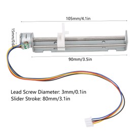 Stepper Motor,80mm 2‑Phase 4‑Wire Stepper Motor Linear Stroke with Slider,Linear Actuator Kit 18 Degree Lead Screw Worm Drive Stepper Motor for Small Laser Engraving Machine