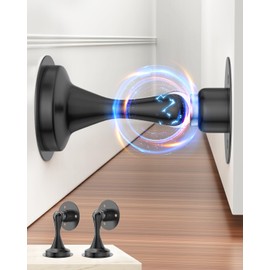 HELEMAN HELEMAN Magnetic Door Stoppers for Bottom of Door: 2Pack Stainless Steel Door Stops Holder Catch Magnet for Wall Floor Mount - Easy No Drill Strong Adhesive & Screws Keep Doors Open Accessories(Black)