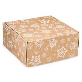 Kraft Snowflakes Gourmet Shipping Boxes - 9 x 9 x 4in. - 12 Pack