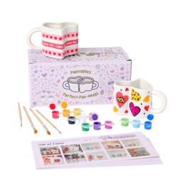 Pott’d Perfect-Pair-Mugs, Heart-Shaped Mug Painting Kit for Couples. Includes Ceramic Paints, Brushes & Inspiration Guide for Date Nights or Valentine’s Day Gifts