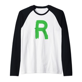 Creative Bold Green Letter R - Design Alphabet - Marker Raglan Baseball Tee