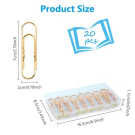 OFFCUP Pencil Holder Clips, 20pcs Pen Paper Clip, Multi Function Metal Pencil Clips Stainess Steel Pen Clip Holder Notebook Inserts Paper Clip for Notebooks Paper Clip Stationery Tool (Gold)