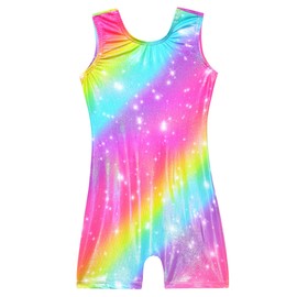 Domusgo Gymnastics Leotards for Girls Size 4t 5t Colorful Lines Kids Sleeveless Unitard