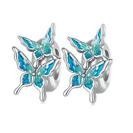 MEETCCY Charm Bracelet Spacer Beads Sterling Silver 2pcs Rubber Stopper Charm Spacer Beads for Charm Bracelet Beads (Insect)