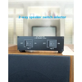 Premium 2 Zone Speaker Selector Switch Box, 2 Way Stereo Audio Speaker Switcher Distribution Box for Multi-Channel High Powered Amp A B Switches -SOLUPEAK SP2