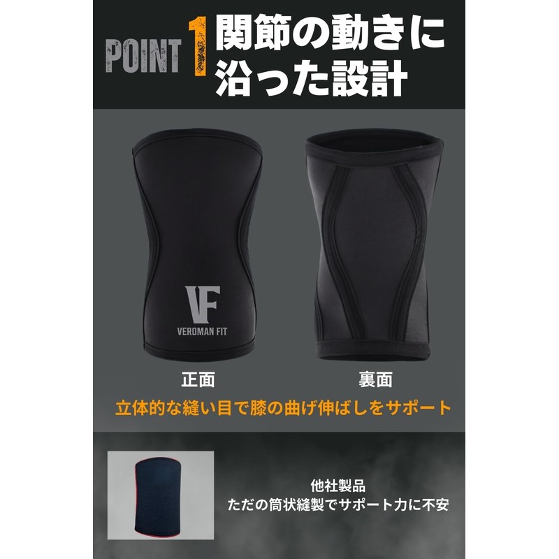 [VEROMAN] ニースリーブ 7mm ひざ 膝 サポーター トレーニング ppi-gear008（レッド,L）