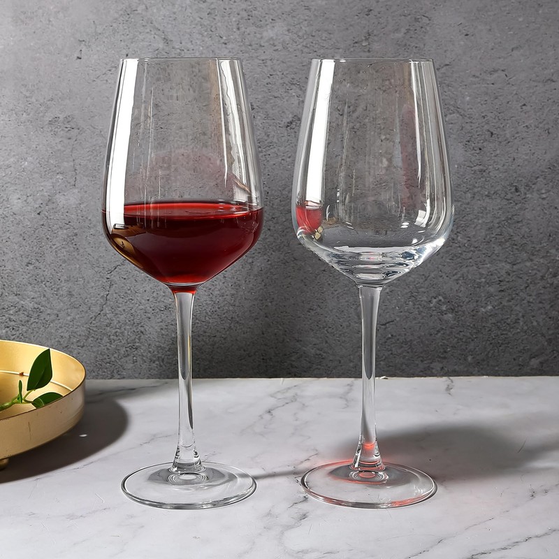 YANGNAY 8 Pack Wine Glasses Set, 15 Oz Classic Red