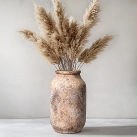 Wancetang Rustic Terracotta Vase, Farmhouse Ceramic Vase, Decorative Clay Vintage Vases for Home Decor, Living Room,Table, Shelf Decor, 9 inch, Brown