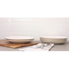 10 Strawberry Street Two Tone Coupe 8” Salad Plate Set Of 6, Tan/White