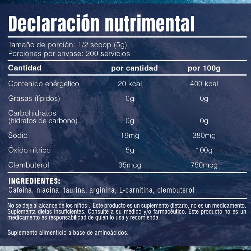 Óxido Nítrico + Clembu 1kg Pre Entreno Kraken 200 Servs