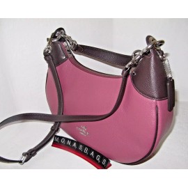 Coach CJ864 Mara Hobo Shoulder Crossbody Bag Light Raspberry Contrast Trim NWT