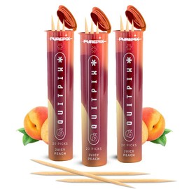 PurePix QuitPix To Help Quit Smoking Extra Thick Boosting Flavored Toothpicks with Lobelia - Oral Fixation - Nicotine Free - Kosher Made In USA:_Peach 3 Pack 