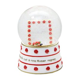 10004 Snow Globe for Photo, Red Roses Rain, 100 mm Diameter, Photo Snow Globe, Removable Frame, Photo Gift