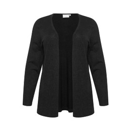 KAFFE CURVE Women's Plus Size Open Front Long Sleeves Sweater Cardigan, Black Deep