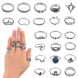 TUPARKA 31Pcs Vintage Punk Rings Set Boho Style Knuckle Ring Finger Rings Jewellery Gift for Girls Women