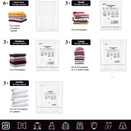 Mlity Electric Vacuum Storage Bags - Space Saver Compression Bags for Clothes, Bedding & Travel, Blankets, Pillows, Duvets, Comforters & Quilts (18 Combo-Two Pumps)