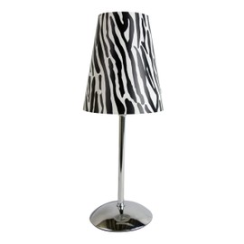 Simple Designs LT3024-ZBA Mini Silver Table Lamp with Animal Print Shade, Zebra