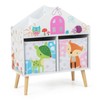 Costway Kids House-shaped Playroom Bookshelf & 4 Top Storage 2