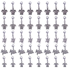 CHGCRAFT 40 Pcs 5 Styles Turtle Charm Pendant with Alloy Lobster Clasp Tortoise Clip on Charms for Necklace Bracelet Earring Keychain DIY Craft Jewelry Making