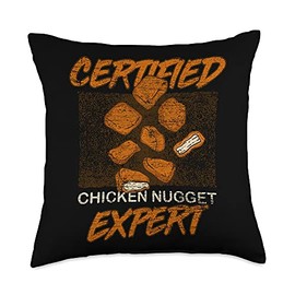 Chicken Nugget Fast Food Lover Gift Certified Expert Foodie Funny Chicken Nuggets Throw Pillow, 18x18, Multicolor
