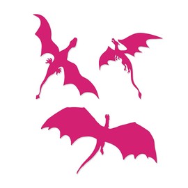 Overly Attached Decals 3 Dragons Flying Vinyl Decal for Car Truck Glass Window Laptop Electronics - 6" Hot Pink