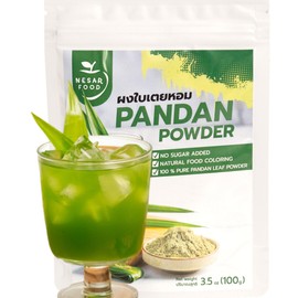 NESAR FOOD Premium Pandan Leaf Powder, Natural Green Food Coloring Powder, Pandan Latte, Pandan Juice Thai Tea, Food Dyeing, no Sugar Added, Natural 100 G (3.5 oz Pack of 1)