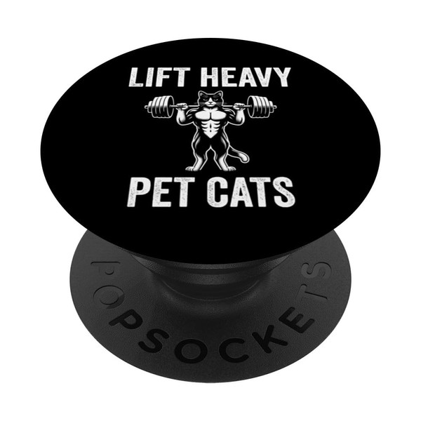 Lift Heavy Pet Cats Funny Gym Workout Weight Lifter PopSockets