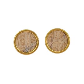 HAPPY CROWNS Edelstahl Ohrstecker silber gold rosegold rund 6, 8, 10 mm| Kork Ohrringe Lederhautimitat beige Einschlüssen | Schmuck Unikate aus Deutschland | Nickelfreier Ohrschmuck | Vegan & Handmade