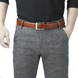 XOUXOU Men's Casual Leather Jeans Belts Classic Work Business Dress Belt with Prong Buckle for Men, Essential Brown (S101), 30 (Waist 28)