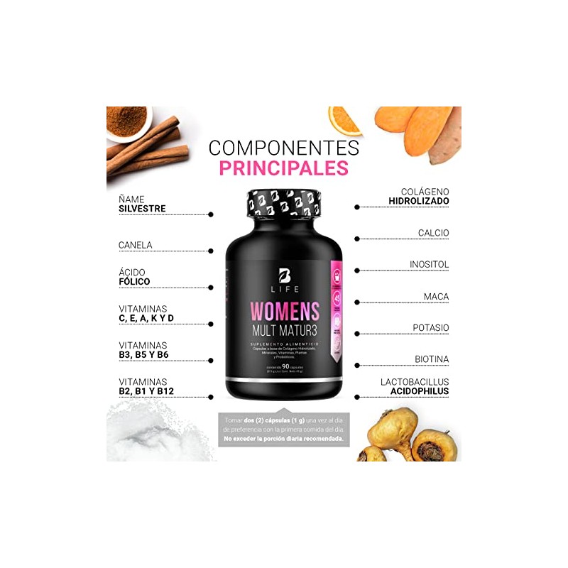 Life Company Multivitamínico Mujer Mayor Años Cápsulas Ingredientes Naturales Colágeno