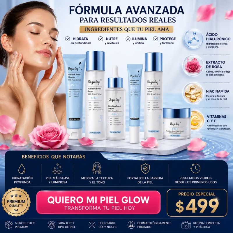 Kit Skincare Coreano 6 Pasos Glow Ácido Hialurónico Vogirlog